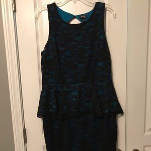 Black and teal lace cocktail dress